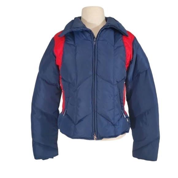 Overseer Blue Rainbow Striped Puffer Ski Coat - Picture 2 of 11